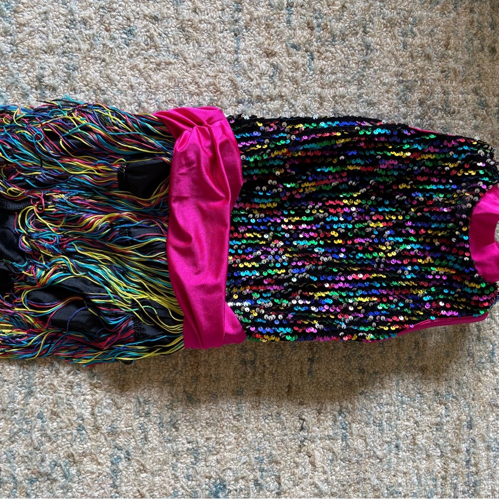 Weissman Kids Dance Costume with Multicolor Sequins and Pink Accents